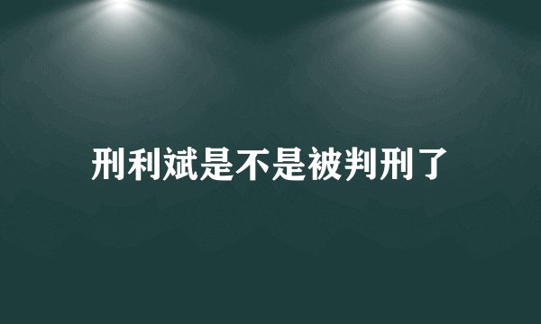 刑利斌是不是被判刑了