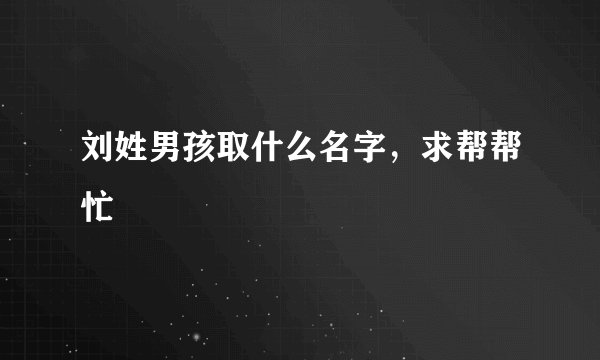 刘姓男孩取什么名字，求帮帮忙