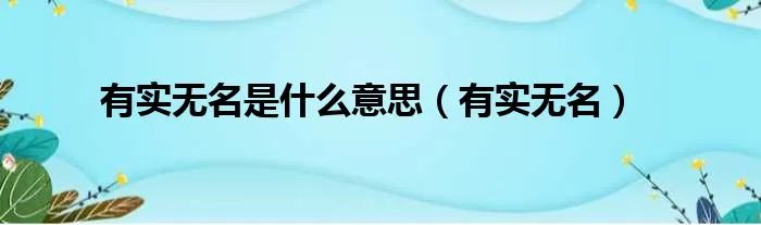 有实无名是什么意思(有实无名)