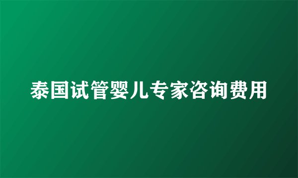 泰国试管婴儿专家咨询费用