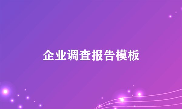 企业调查报告模板
