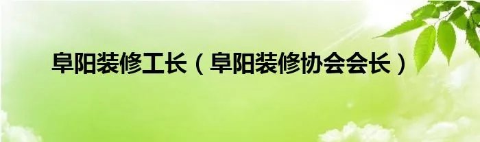 阜阳装修工长（阜阳装修协会会长）