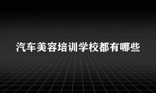 汽车美容培训学校都有哪些