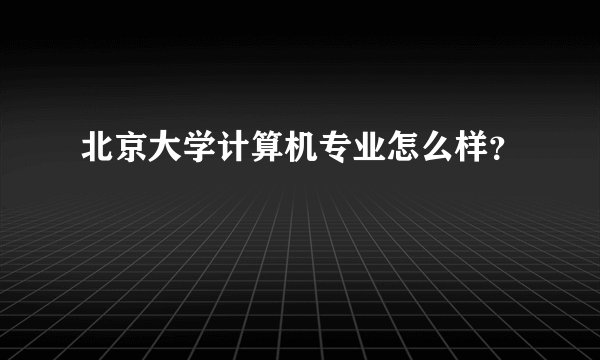 北京大学计算机专业怎么样？