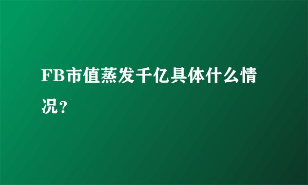 FB市值蒸发千亿具体什么情况？