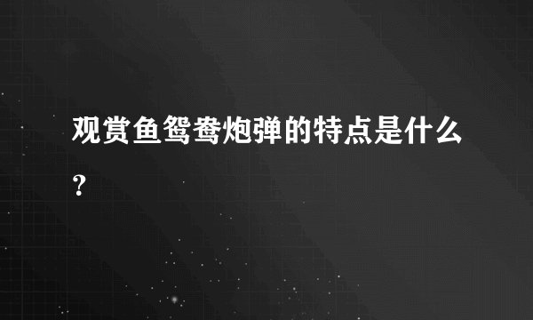 观赏鱼鸳鸯炮弹的特点是什么？