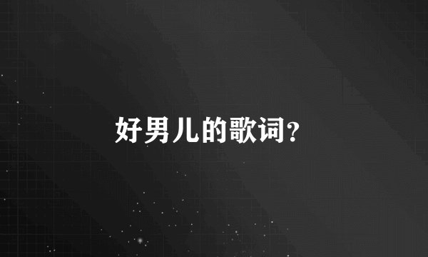 好男儿的歌词?