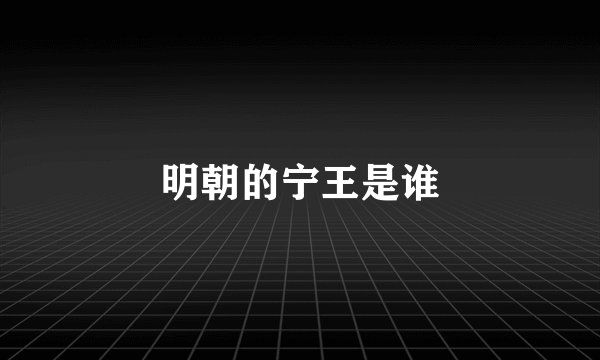 明朝的宁王是谁