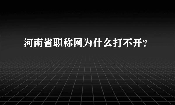 河南省职称网为什么打不开？