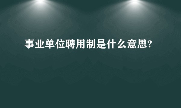 事业单位聘用制是什么意思?
