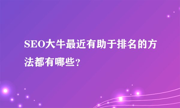 SEO大牛最近有助于排名的方法都有哪些？