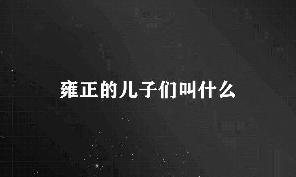 雍正的儿子们叫什么