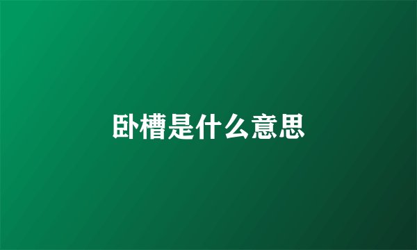 卧槽是什么意思