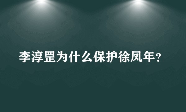 李淳罡为什么保护徐凤年？