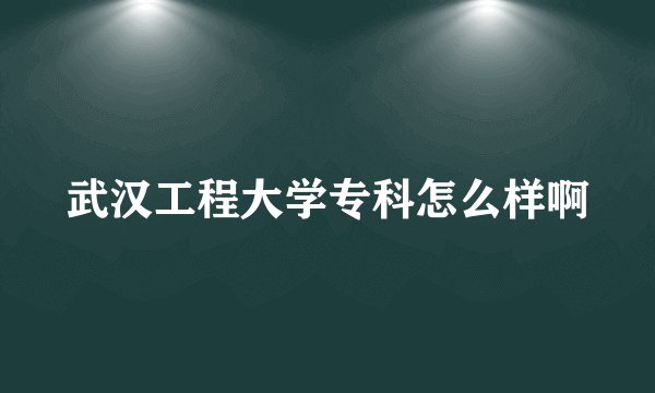 武汉工程大学专科怎么样啊