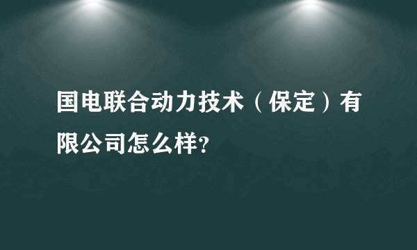 国电联合动力技术（保定）有限公司怎么样？