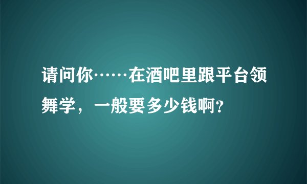请问你……在酒吧里跟平台领舞学，一般要多少钱啊？