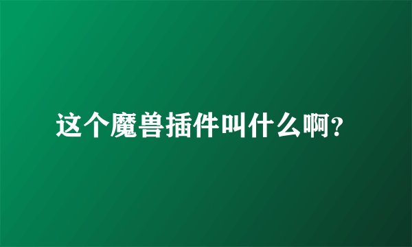 这个魔兽插件叫什么啊?
