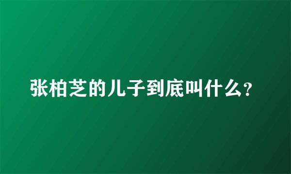 张柏芝的儿子到底叫什么?