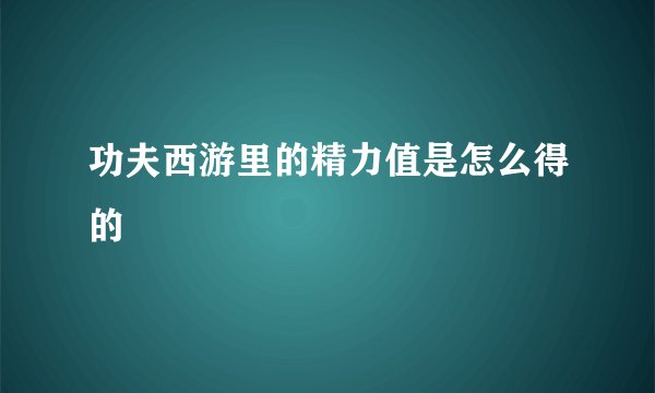 功夫西游里的精力值是怎么得的
