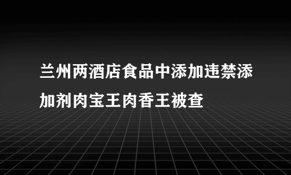 兰州两酒店食品中添加违禁添加剂肉宝王肉香王被查