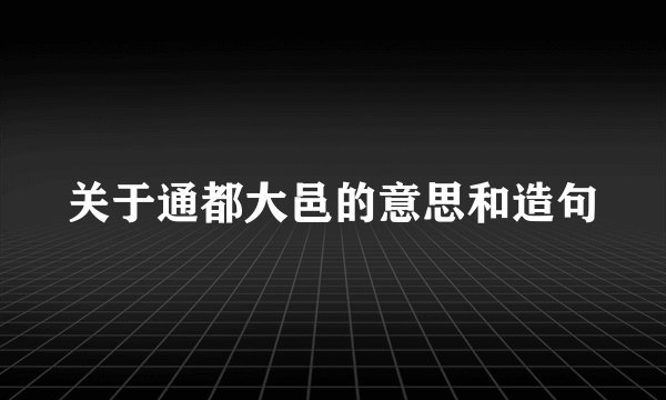 关于通都大邑的意思和造句