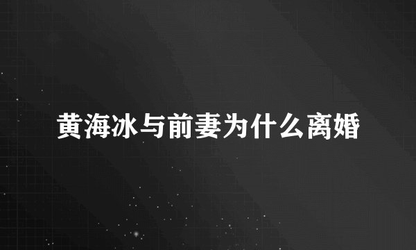 黄海冰与前妻为什么离婚