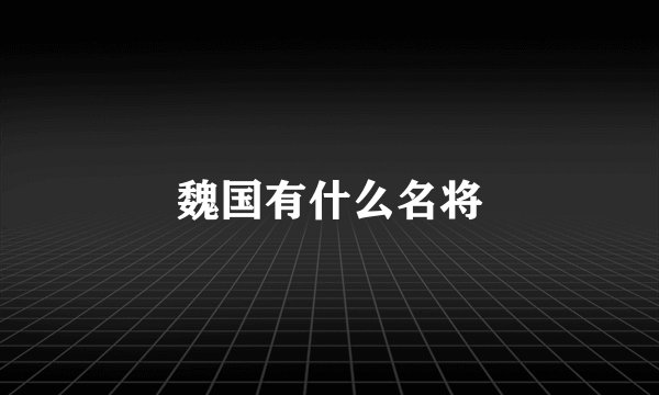 魏国有什么名将