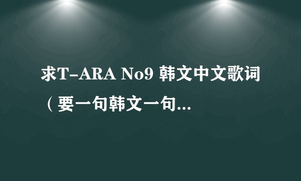 求T-ARA No9 韩文中文歌词(要一句韩文一句中文,一一对应的)