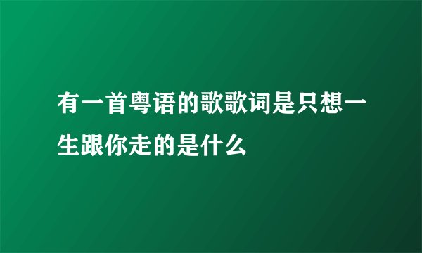 有一首粤语的歌歌词是只想一生跟你走的是什么