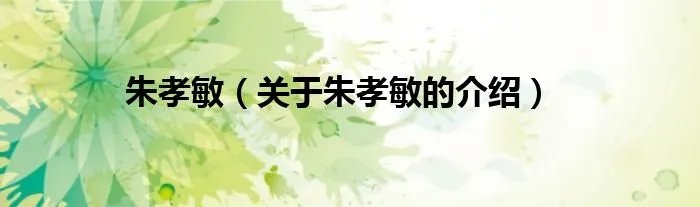 朱孝敏（关于朱孝敏的介绍）