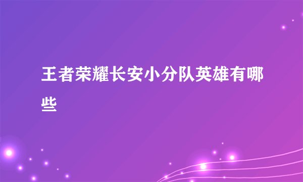 王者荣耀长安小分队英雄有哪些