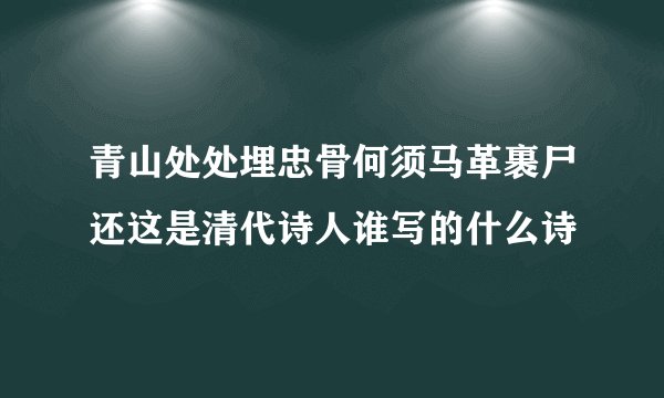 青山处处埋忠骨何须马革裹尸还这是清代诗人谁写的什么诗
