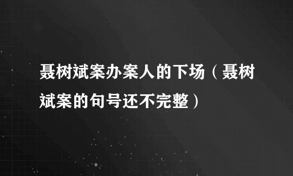 聂树斌案办案人的下场（聂树斌案的句号还不完整）