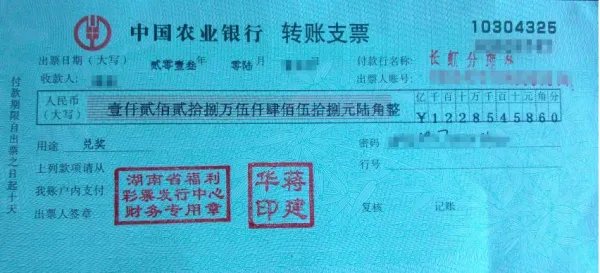 支票样本图片