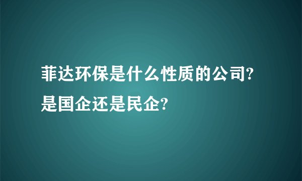 菲达环保是什么性质的公司?是国企还是民企?