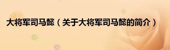 大将军司马懿（关于大将军司马懿的简介）