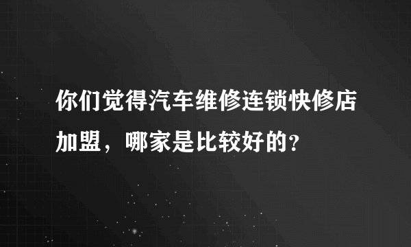 你们觉得汽车维修连锁快修店加盟，哪家是比较好的？