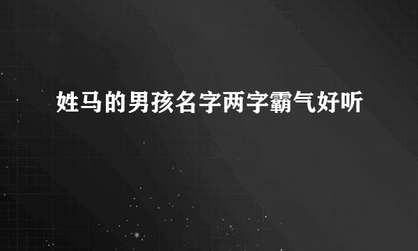 姓马的男孩名字两字霸气好听