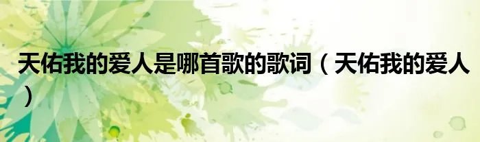 天佑我的爱人是哪首歌的歌词(天佑我的爱人)