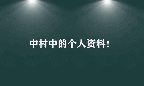 中村中的个人资料！