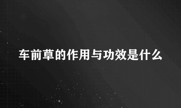 车前草的作用与功效是什么