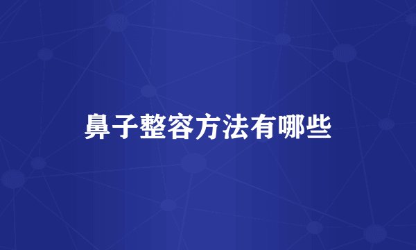 鼻子整容方法有哪些