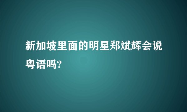 新加坡里面的明星郑斌辉会说粤语吗?