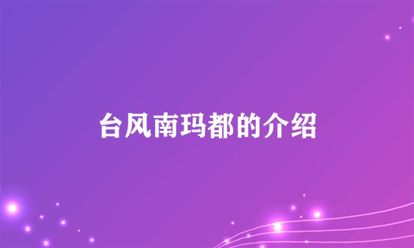 台风南玛都的介绍