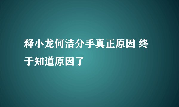 释小龙何洁分手真正原因 终于知道原因了