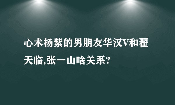 心术杨紫的男朋友华汉V和翟天临,张一山啥关系?