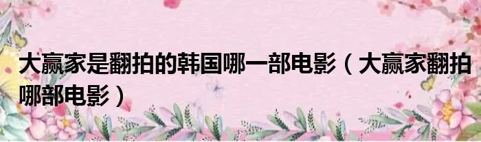 大赢家是翻拍的韩国哪一部电影（大赢家翻拍哪部电影）