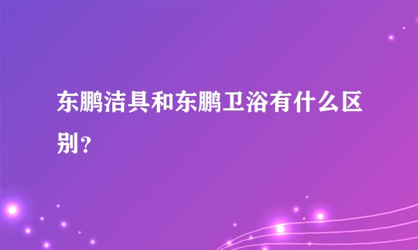 东鹏洁具和东鹏卫浴有什么区别？