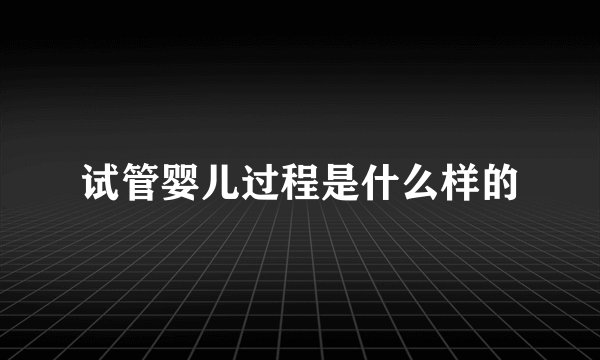 试管婴儿过程是什么样的